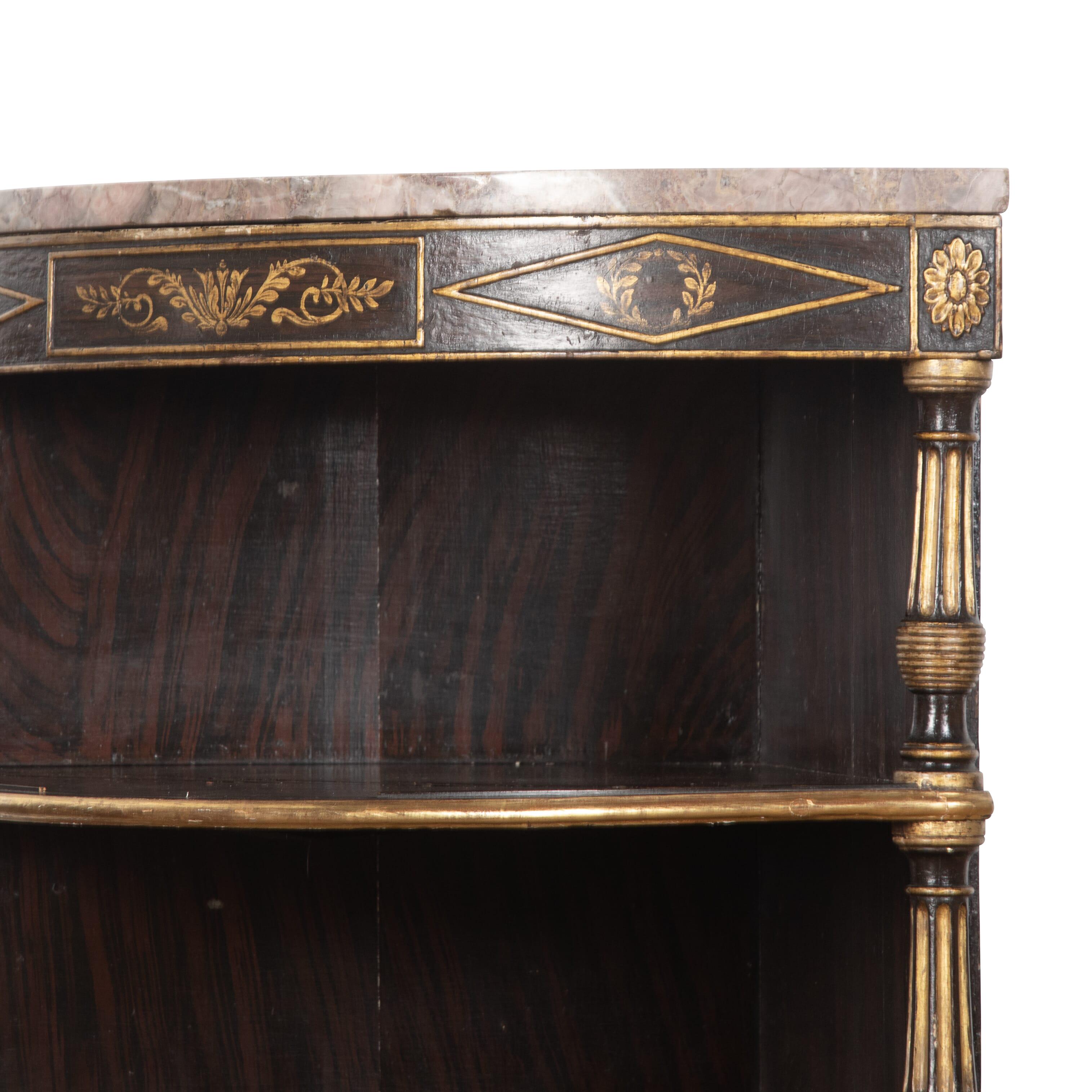 Regency Pair of Decorated & Marble Top Corner Cabinets For Sale 2