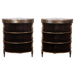 Regency Pair of Decorated & Marble Top Corner Cabinets