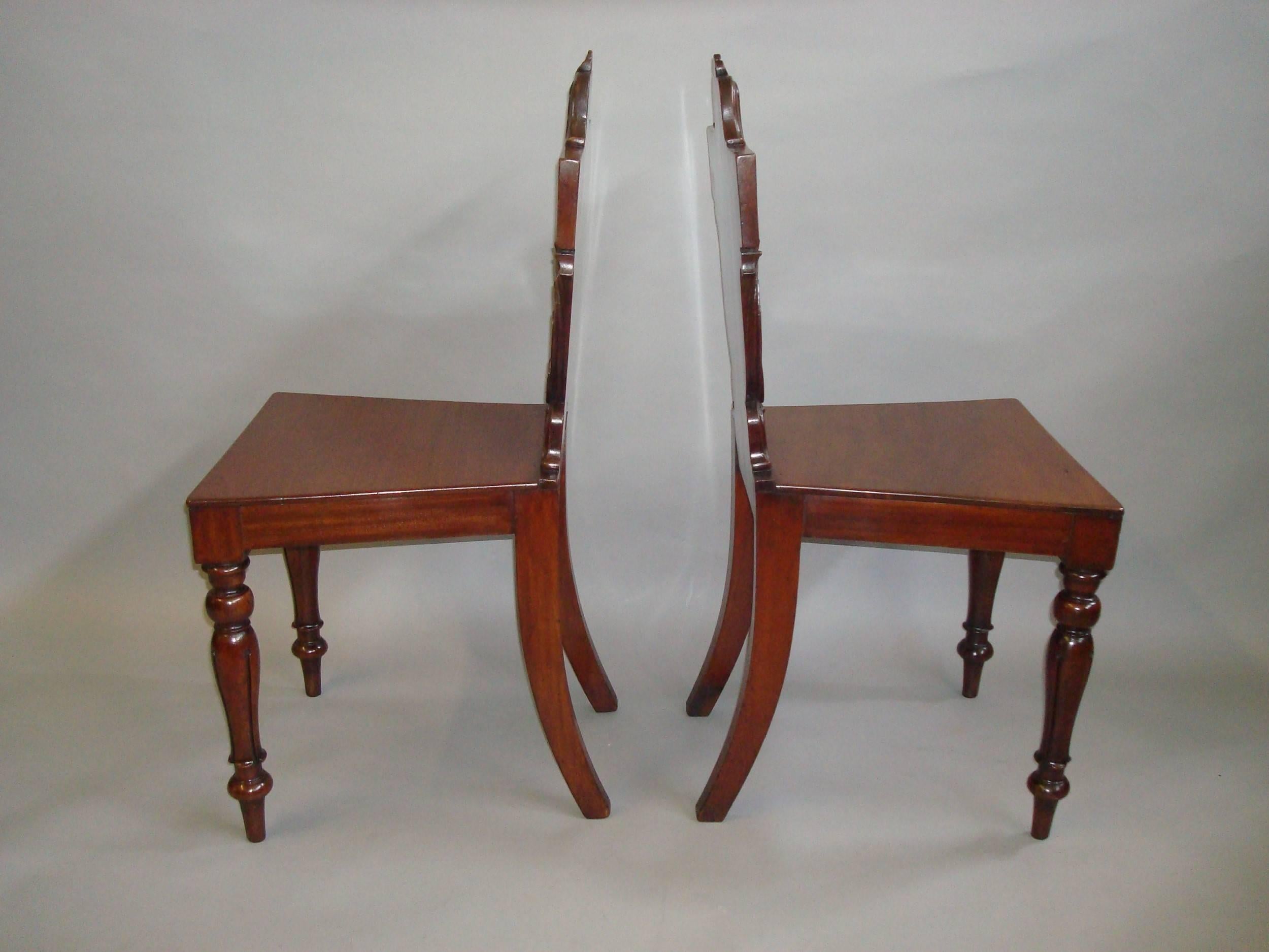 George IV Regency Pair of Irish Mahogany Hall Chairs