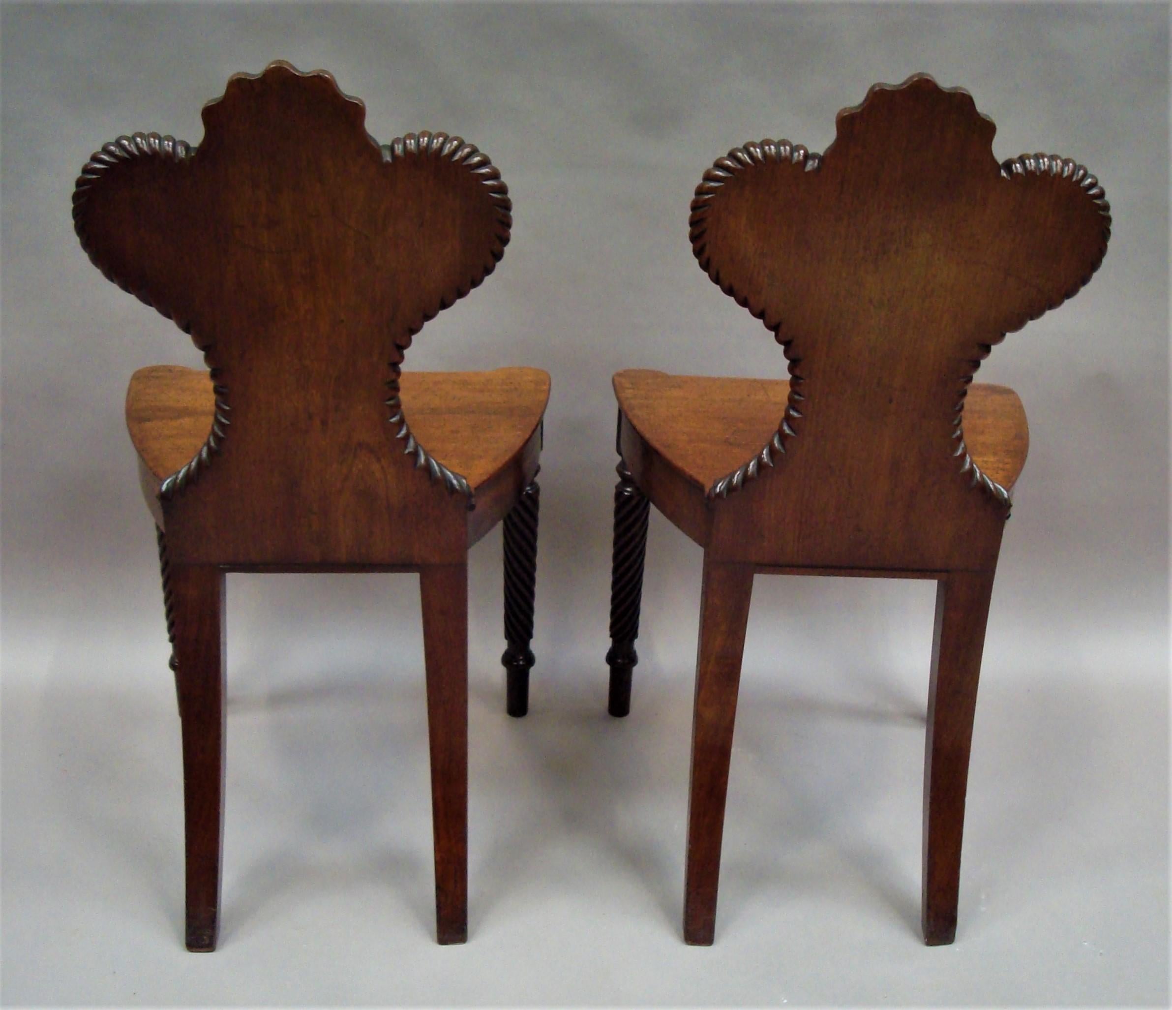 Regency Pair of Mahogany Hall Chairs For Sale 5