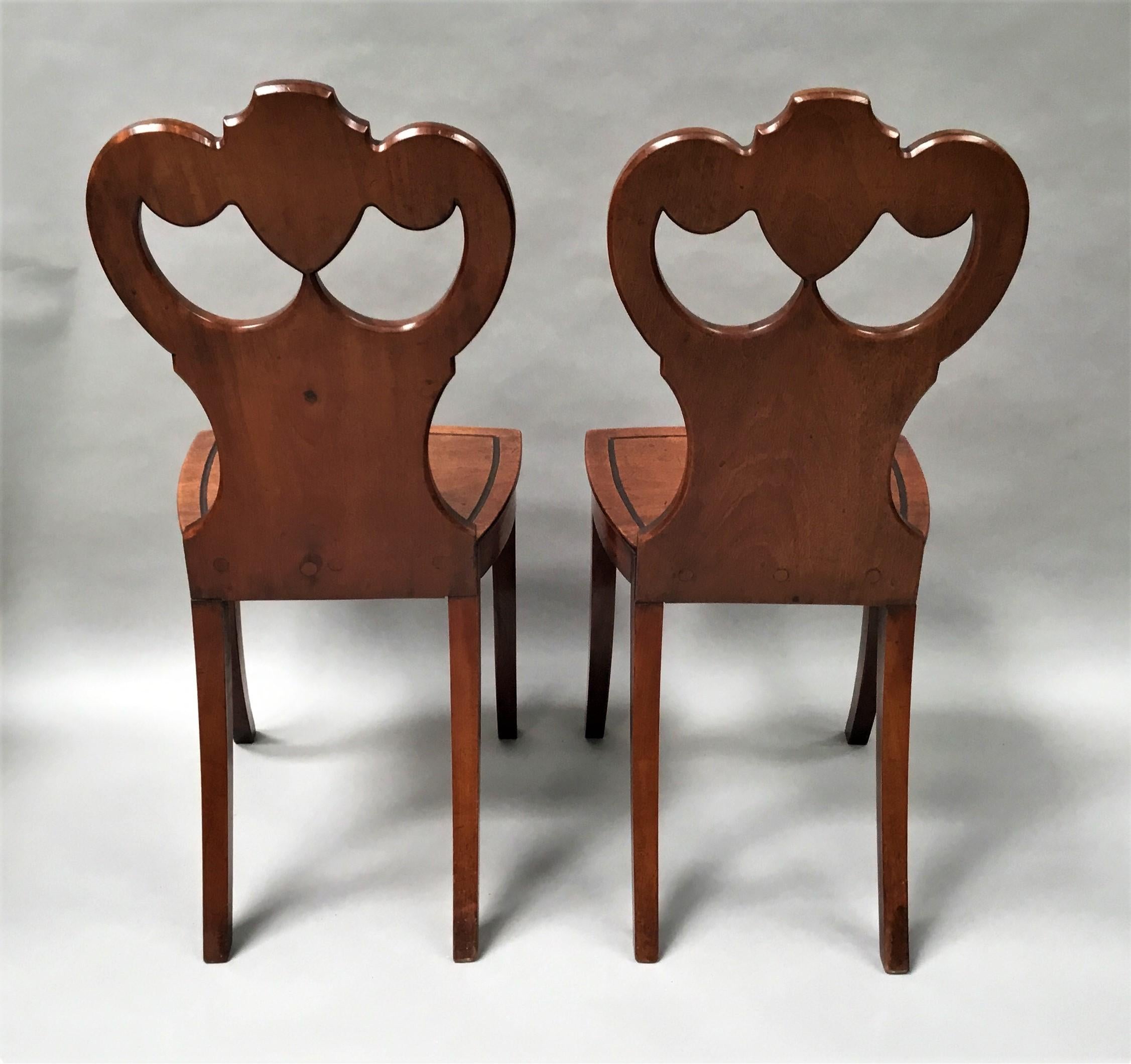 Regency Pair of Mahogany Hall Chairs For Sale 12