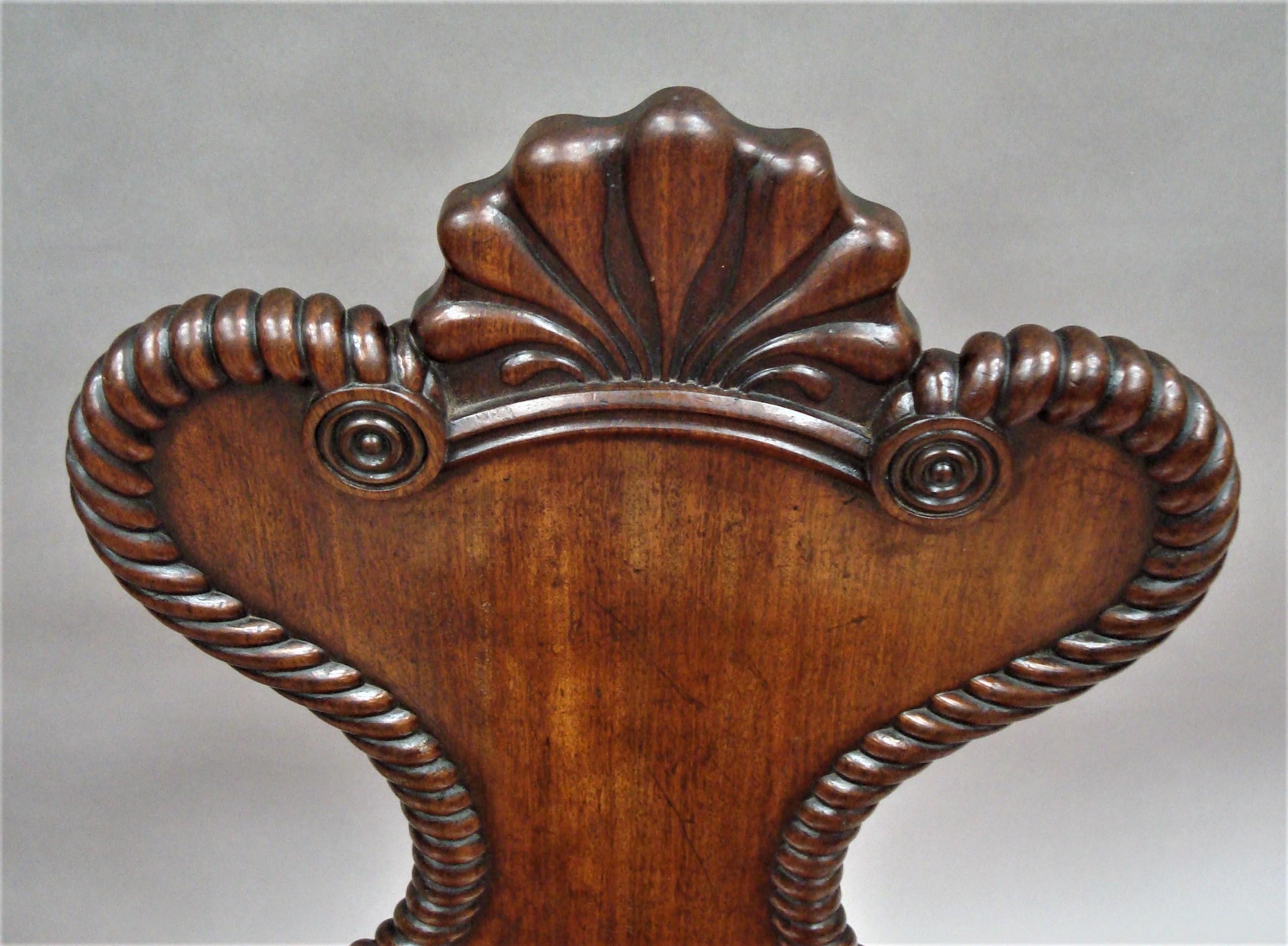 Regency Pair of Mahogany Hall Chairs For Sale 3
