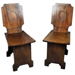 Regency Pair of Mahogany Hall Chairs Very Unusual Restrained Design