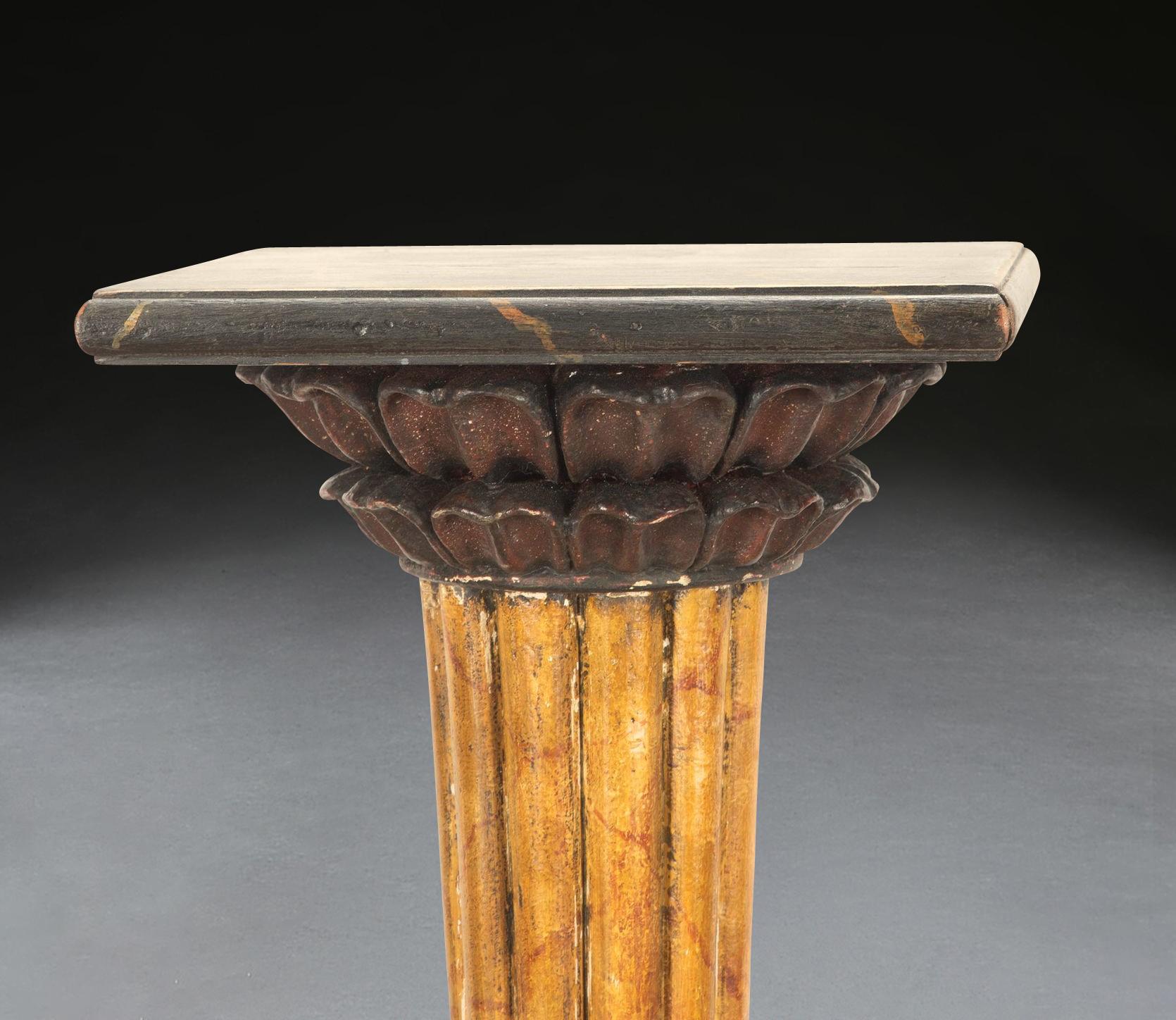 English Regency Pair of Simulated Marble Torcheres For Sale