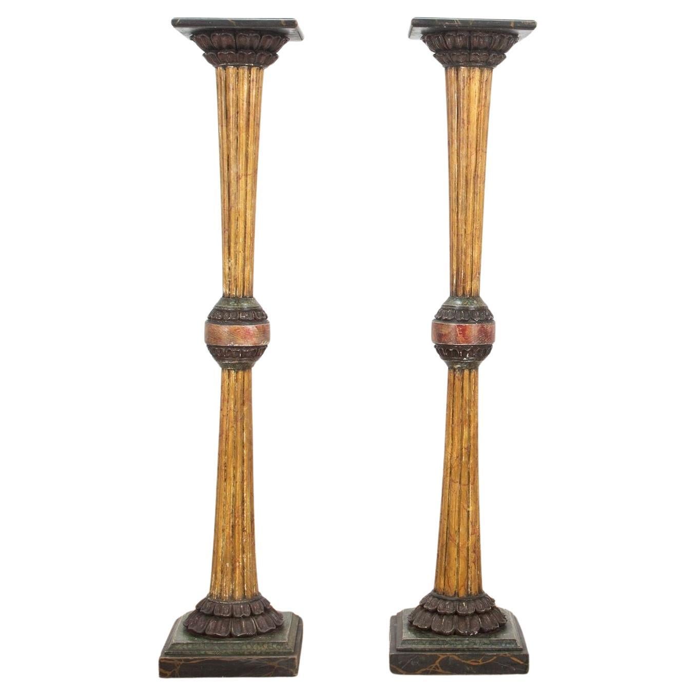 Regency Pair of Simulated Marble Torcheres