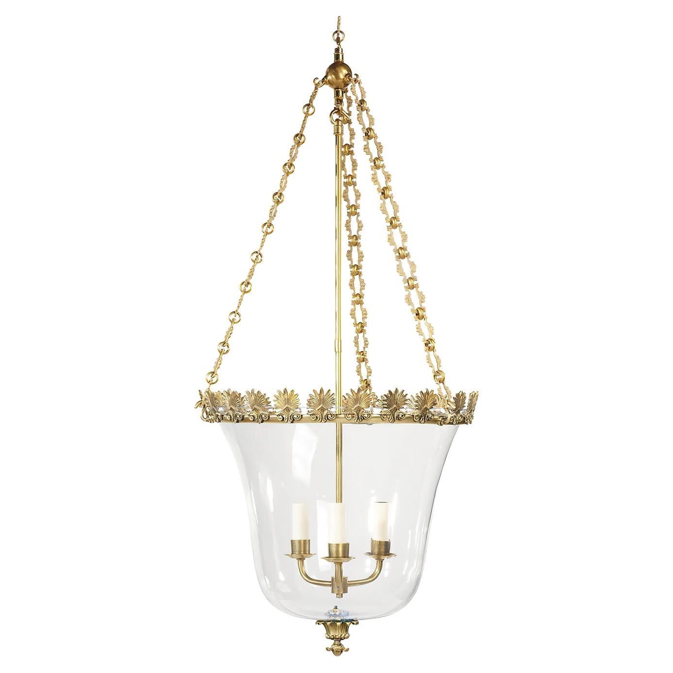 Regency Palmette Cloche Lantern, Brass For Sale