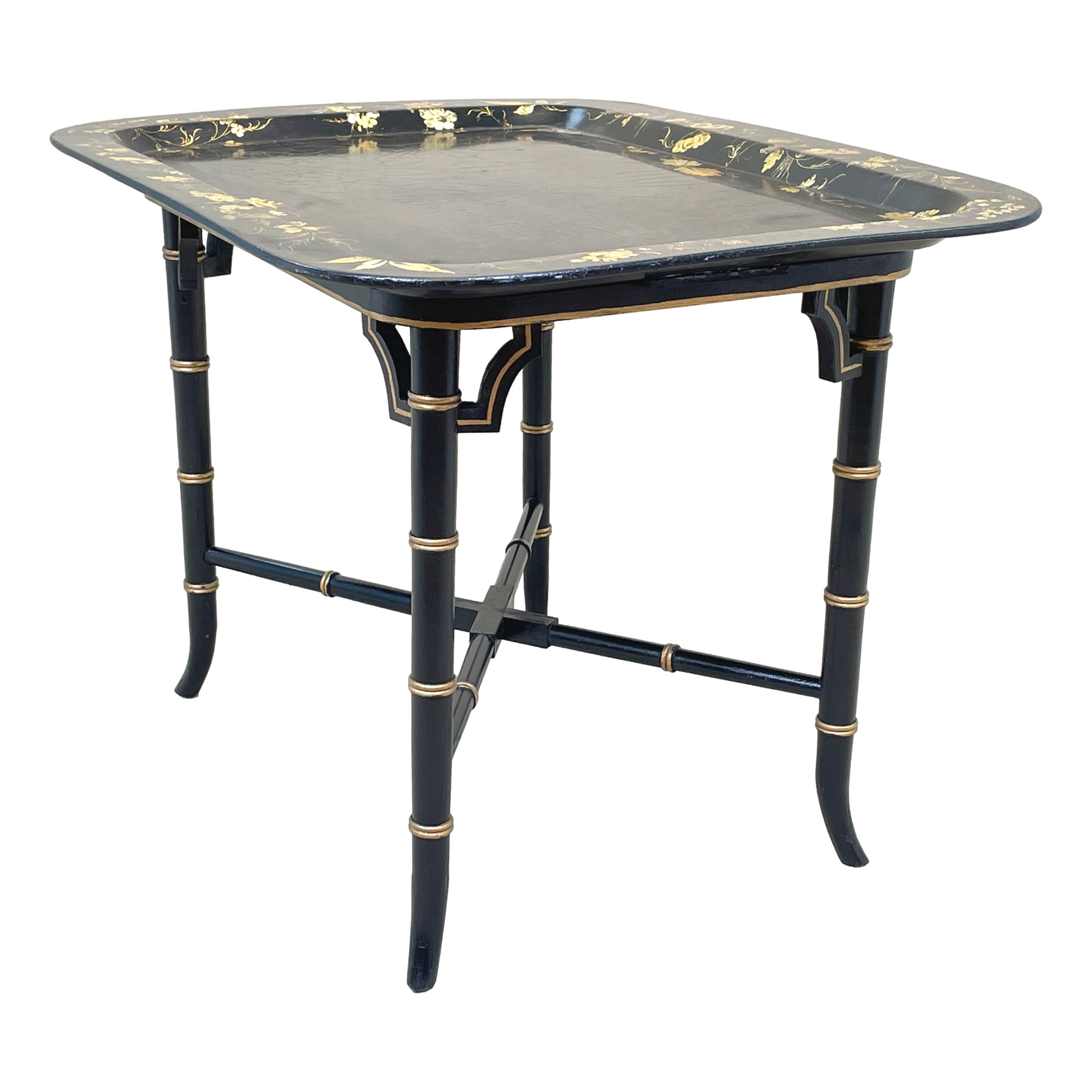 Regency Papier Mache Tray On Stand For Sale 2