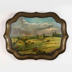 Regency Papier-Mâché Tray with Hunting Scene by Henry Clay of Covent Garden