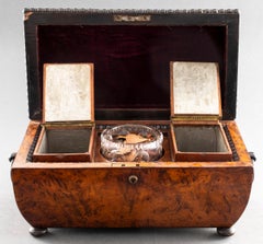 Regency Parcel Ebonized Burlwood Tea Caddy