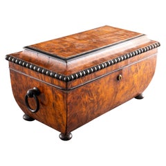 Regency Parcel Ebonized Burlwood Tea Caddy