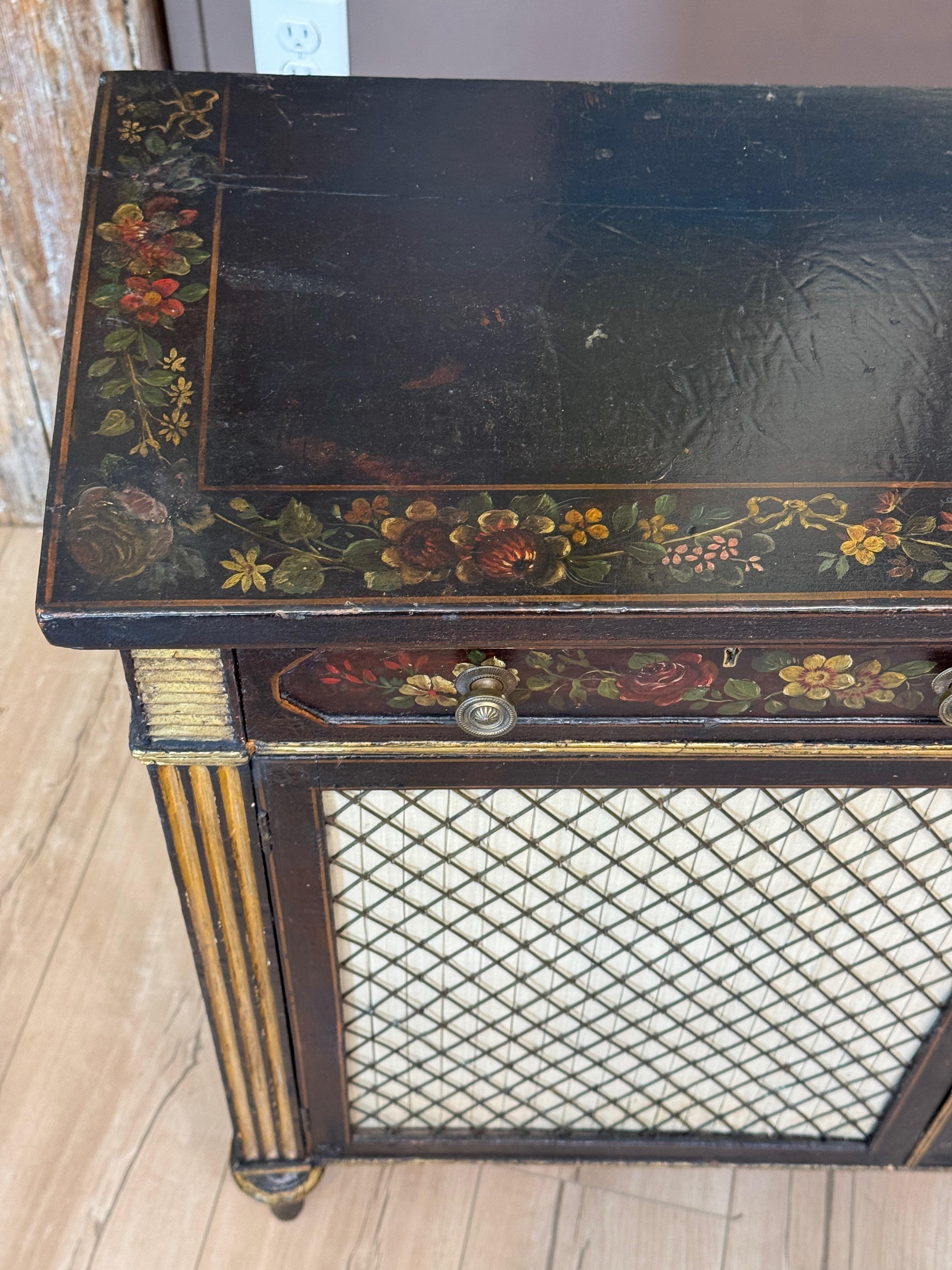 Regency Parcel-Gilt and Ebonized Painted Cabinet For Sale 4