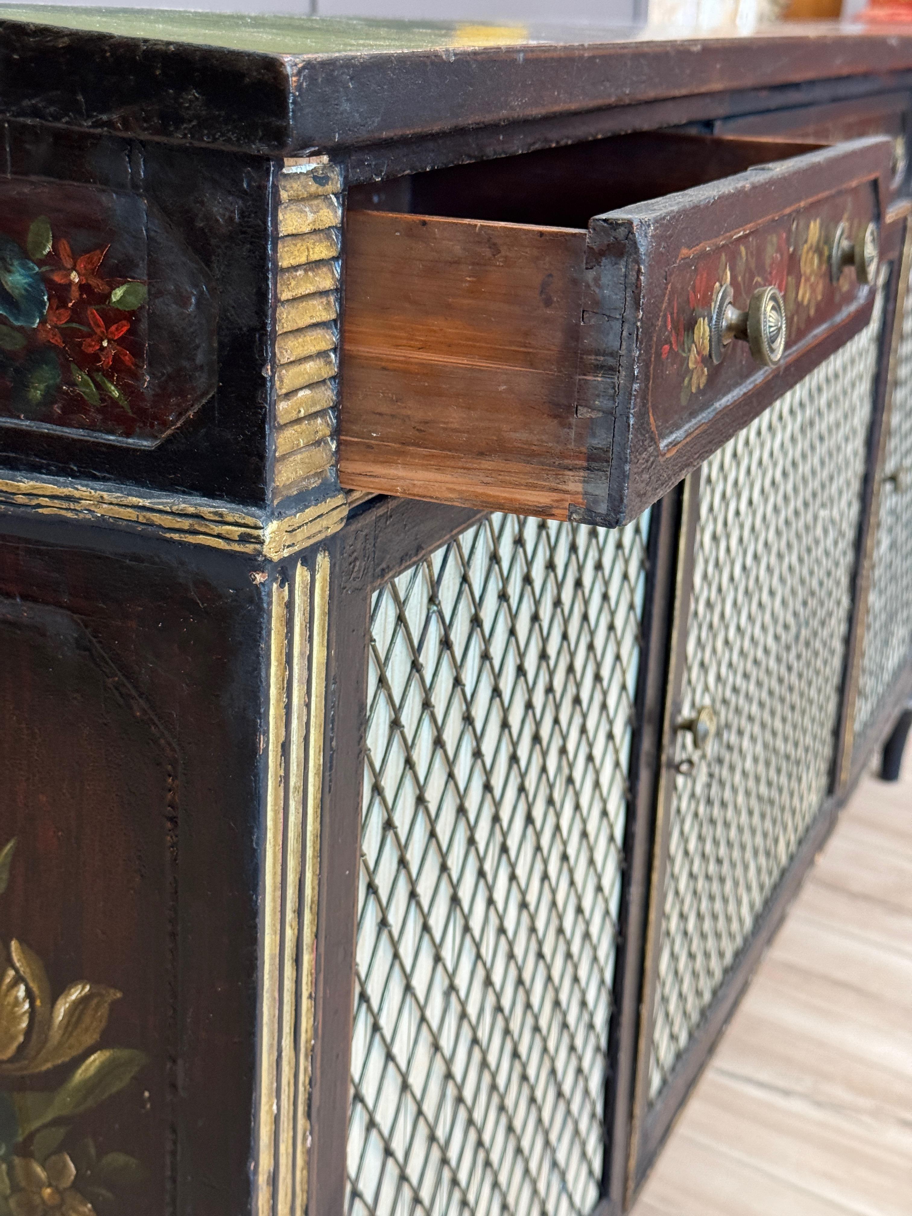 Regency Parcel-Gilt and Ebonized Painted Cabinet For Sale 5