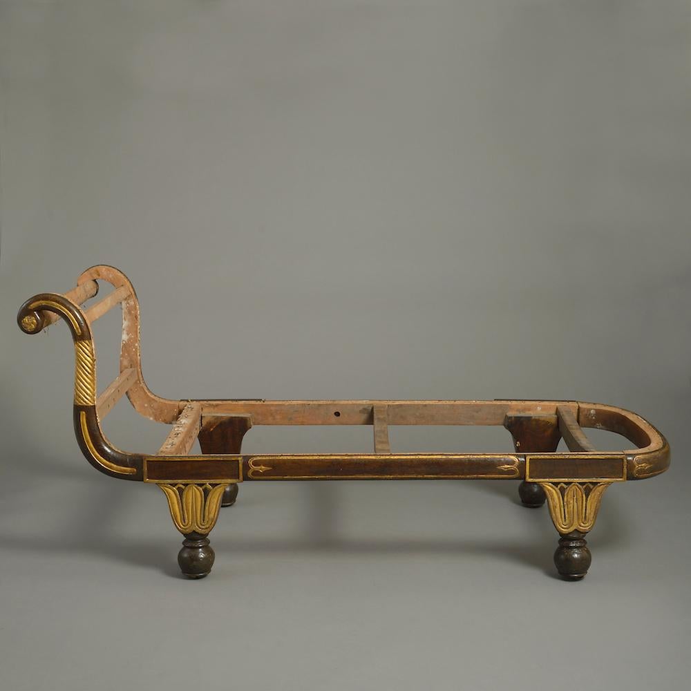 Early 19th Century Regency Parcel-Gilt Chaise Longue For Sale