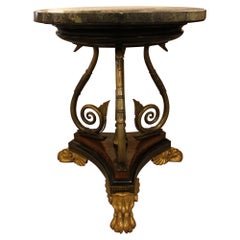 Regency Parcel-Gilt Ebonised Pollard Oak and Brass Centre Table