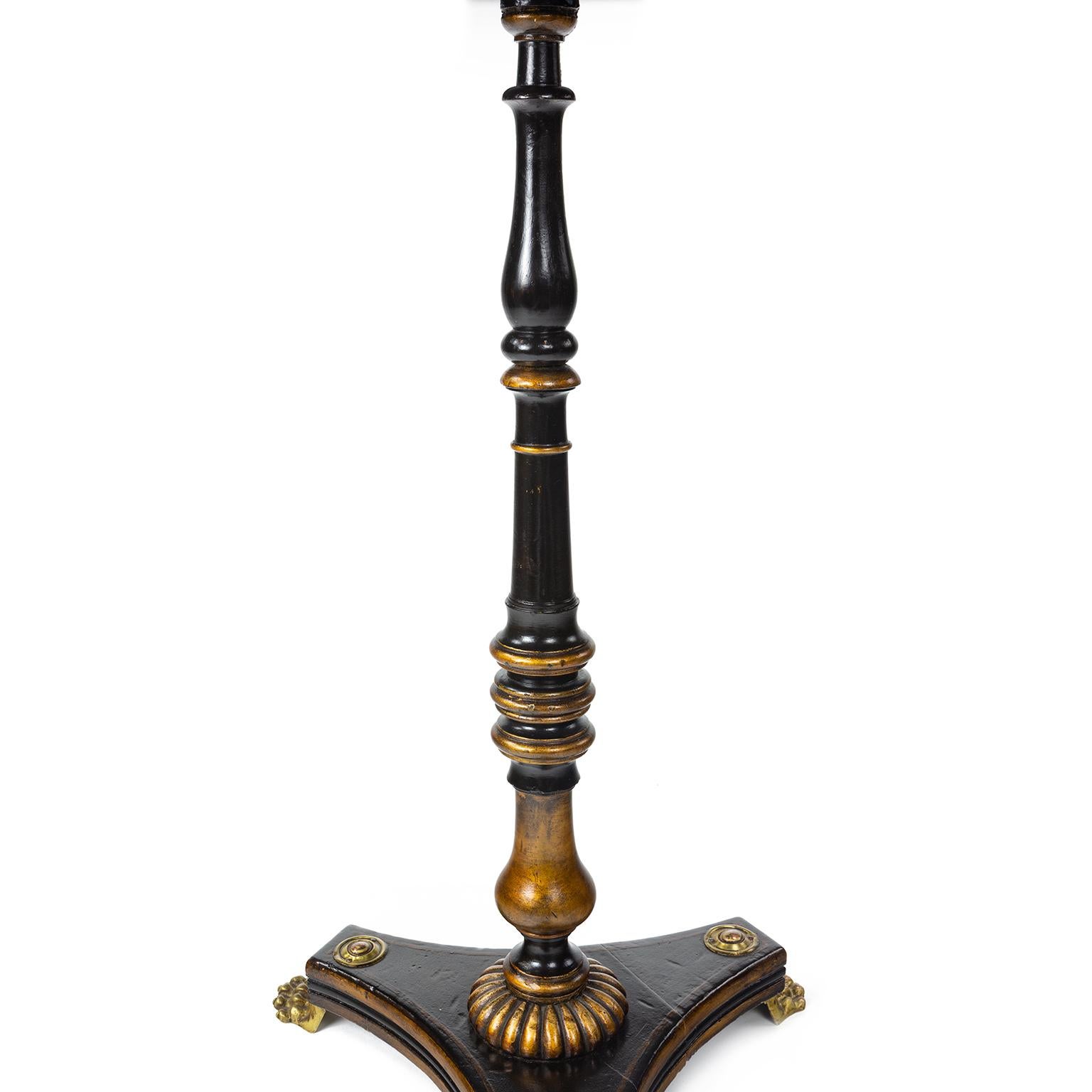 Mahogany Regency Parcel-Gilt Japanned and Ebonised Pedestal Occasional Table