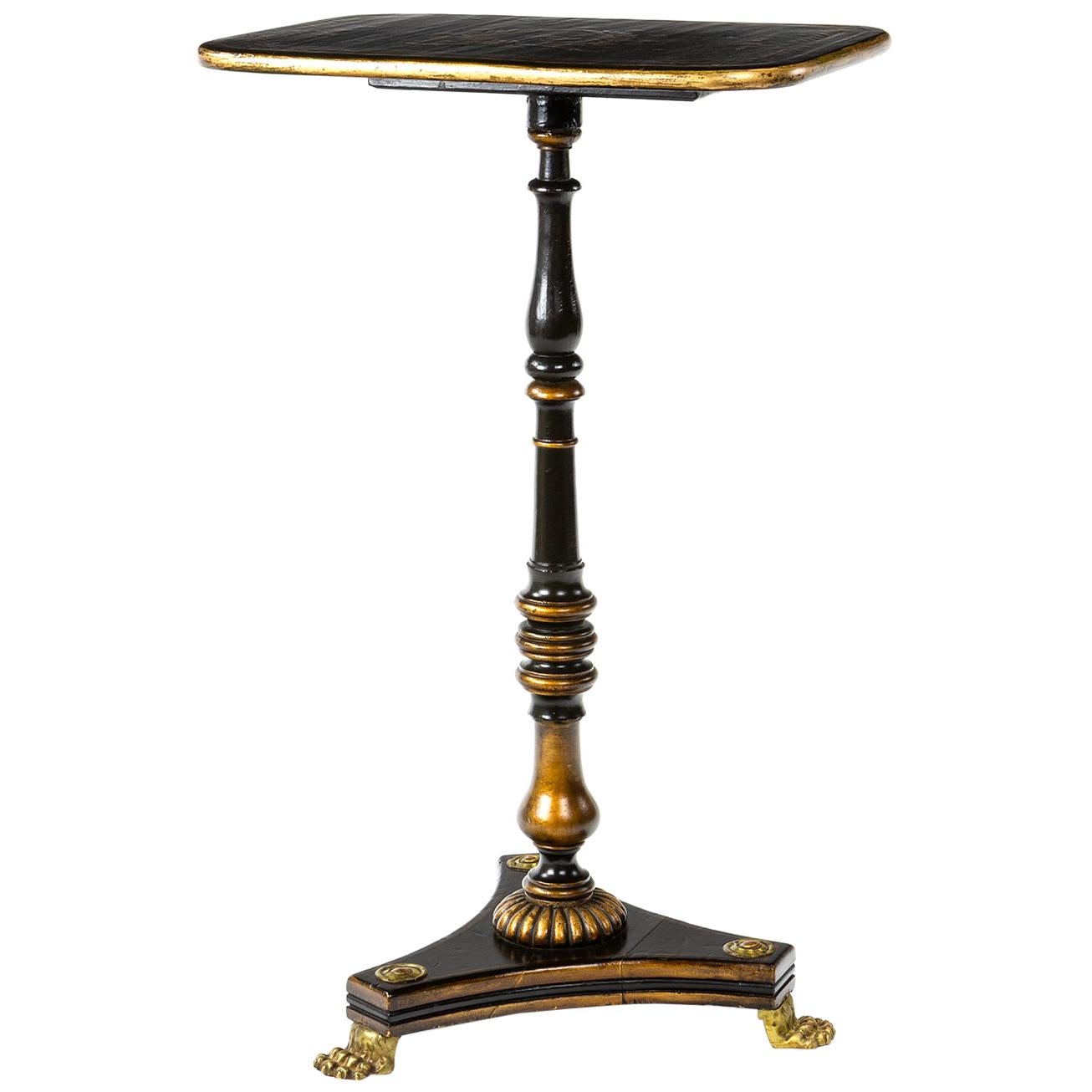 Regency Parcel-Gilt Japanned and Ebonised Pedestal Occasional Table
