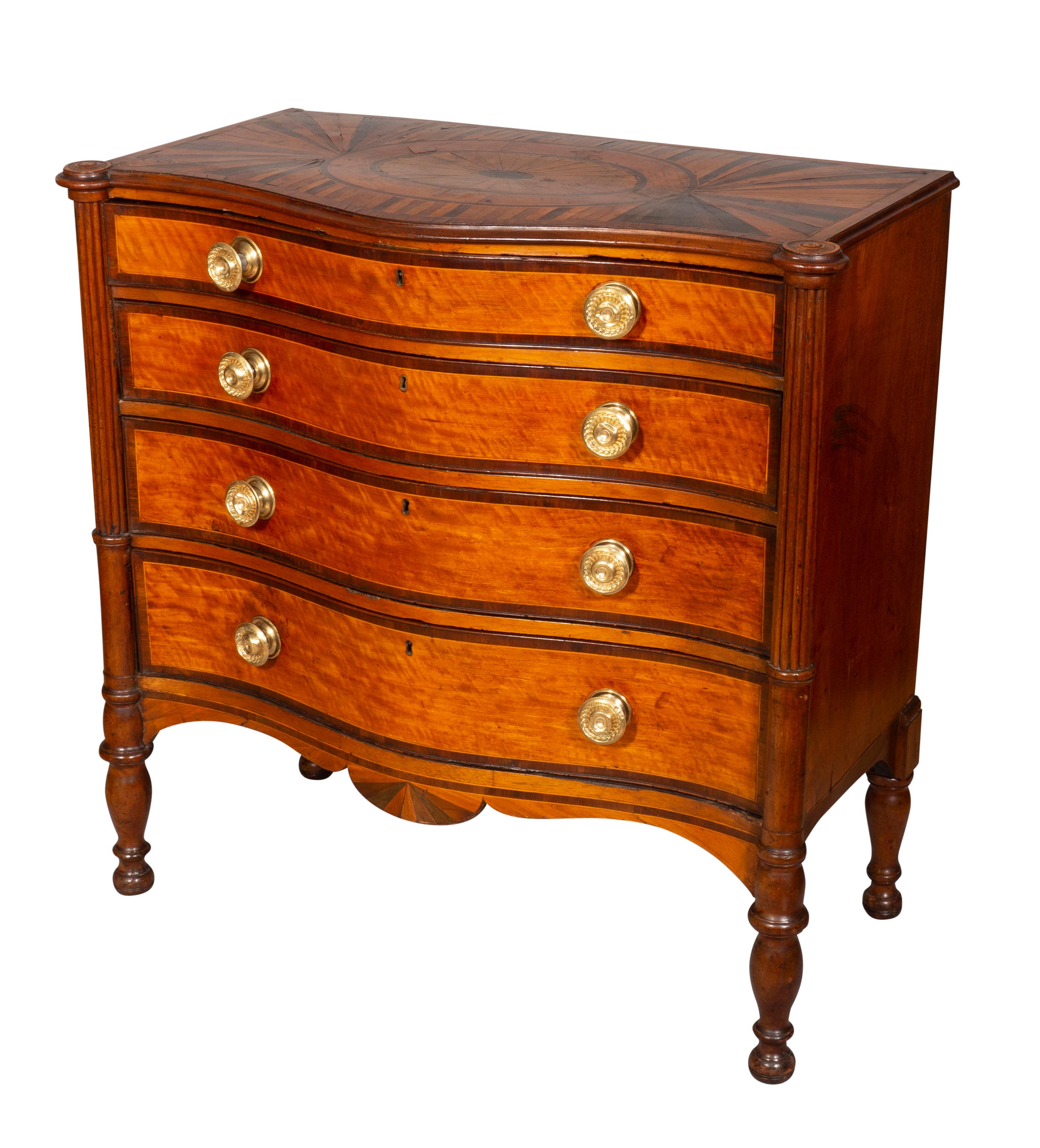 Regency Parquetry and Exotic Wood Chest of Drawers For Sale 9