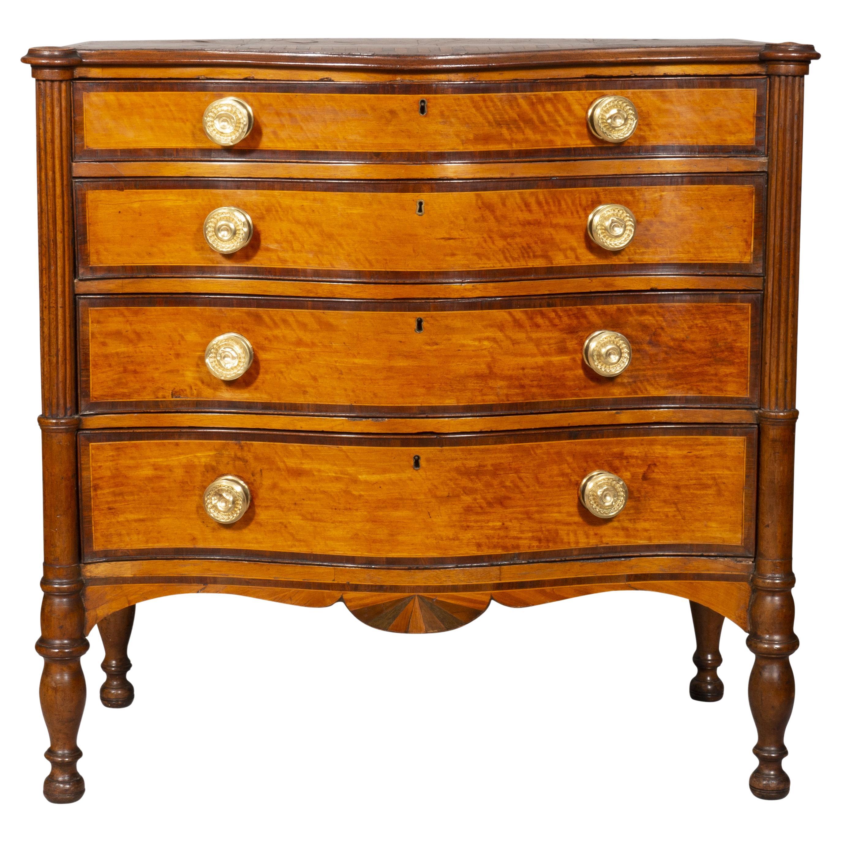 Regency Parquetry and Exotic Wood Chest of Drawers For Sale