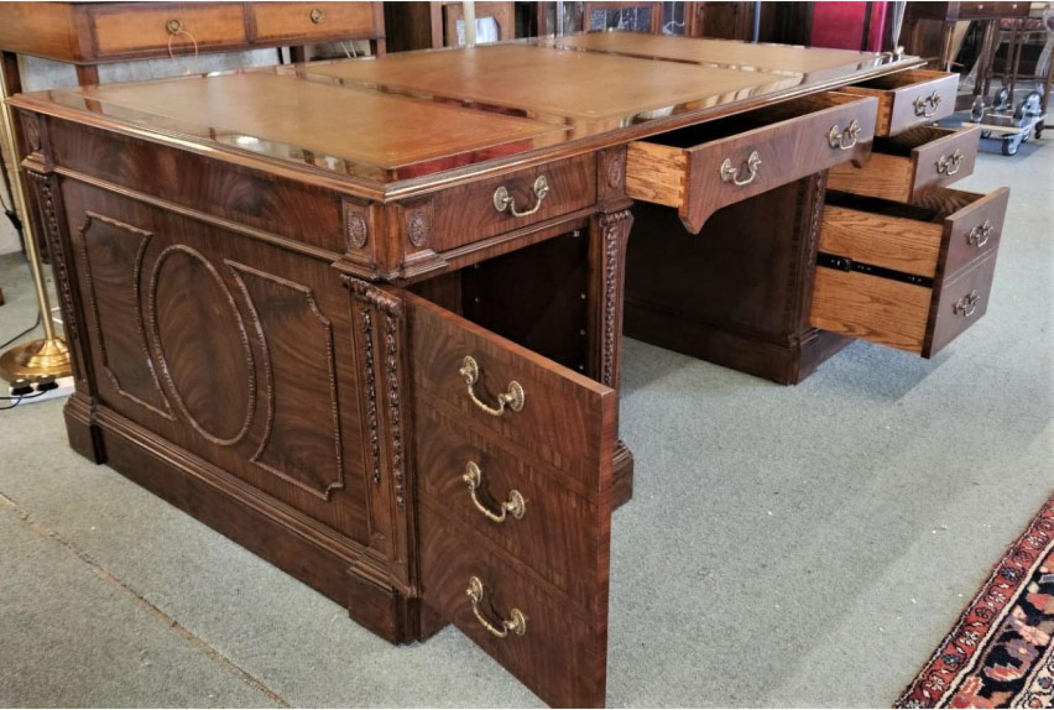 Late 20th Century Regency Partners Desk Mahogany Writing Table