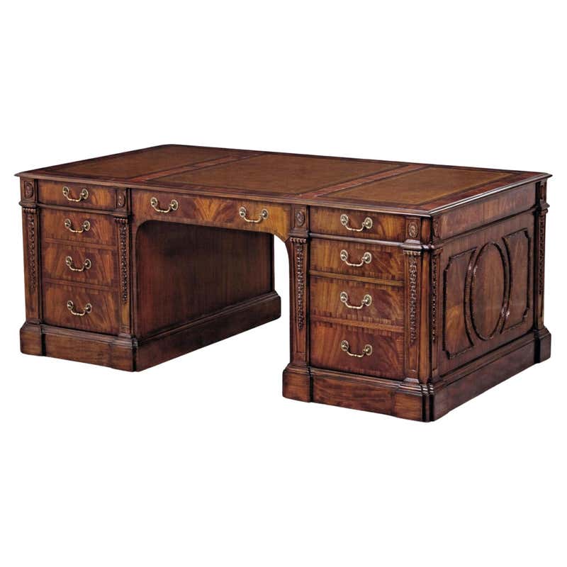 Regency Partners Desk Walnut Library Desk For Sale at 1stDibs