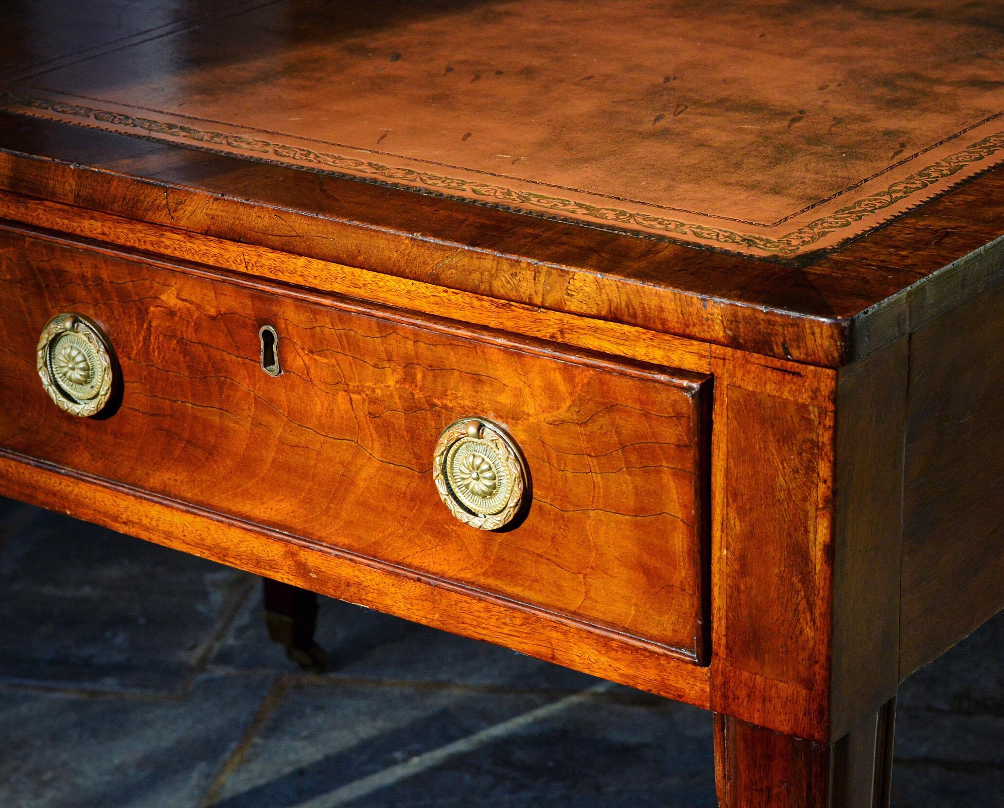 Hand-Crafted Regency Partners Desk or Writing Table of Mahogany For Sale