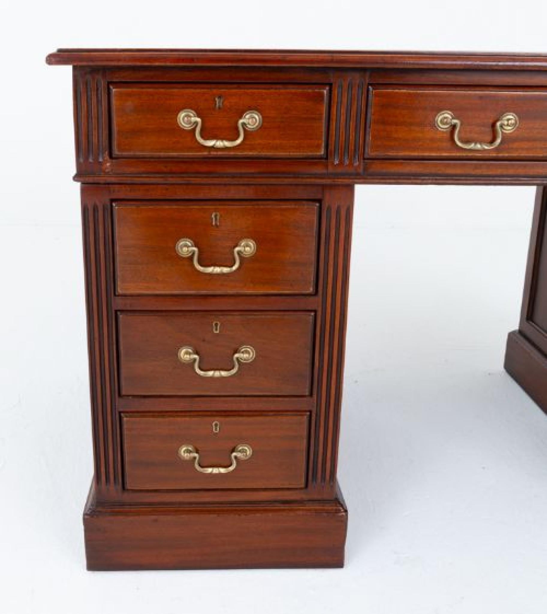 Woodwork Regency Pedestal Desk Mahogany Writing Table For Sale