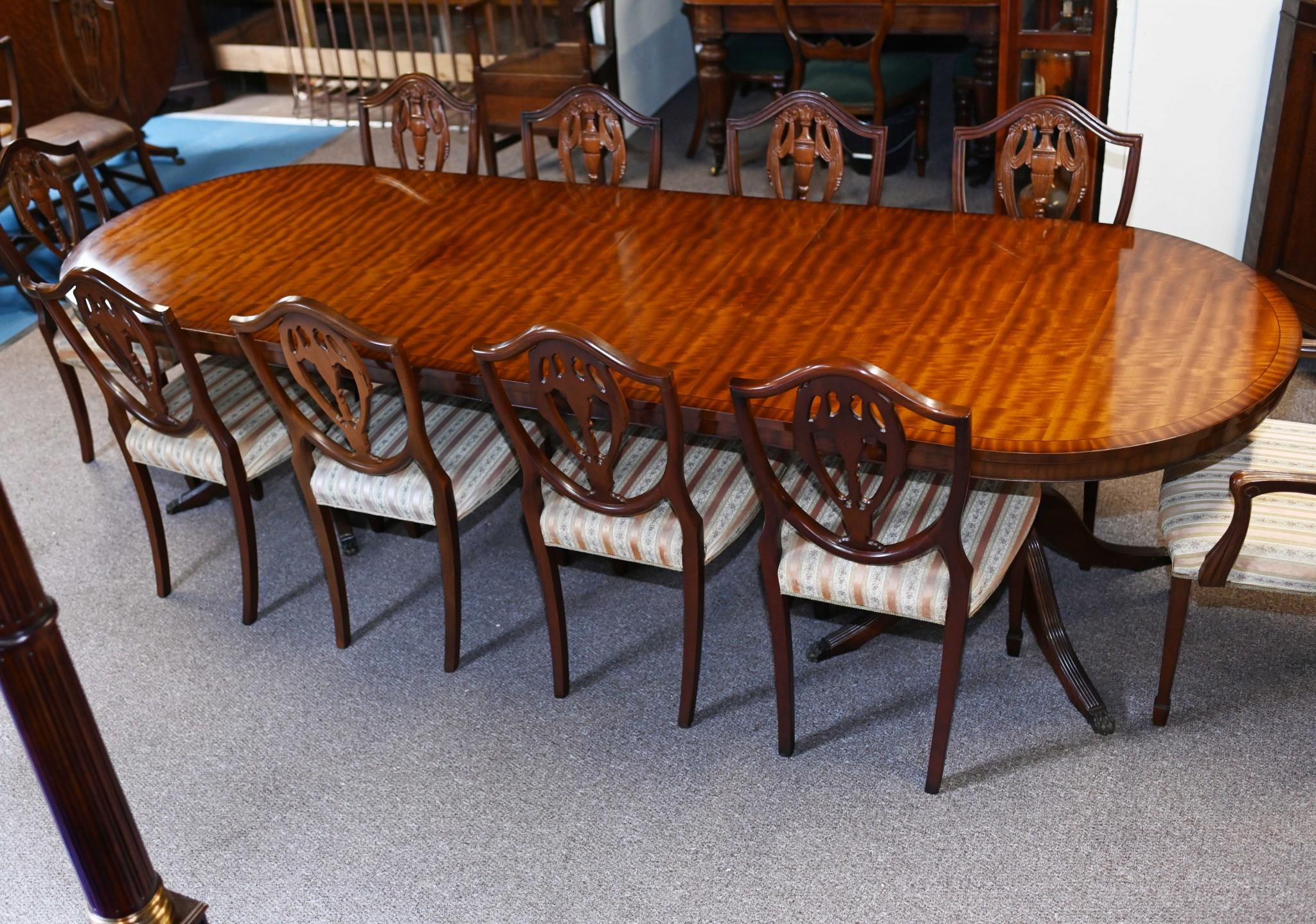 Regency Pedestal Dining Set Hepplewhite Chairs Extending Table 1