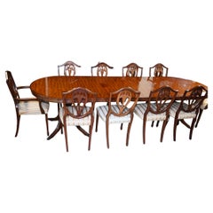 Regency Pedestal Dining Set Hepplewhite Chairs Extending Table