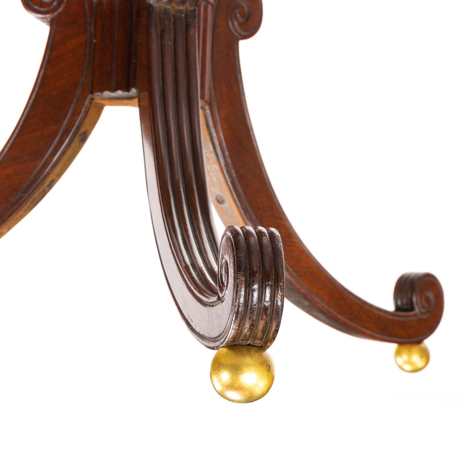Mahogany Regency Pedestal Table Attributed to Gillows of Lancaster and London in Plumb Pu