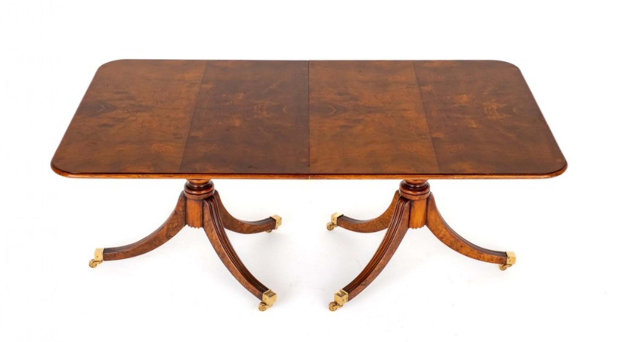 Regency Pedestal Table Extending Burr Walnut For Sale 2