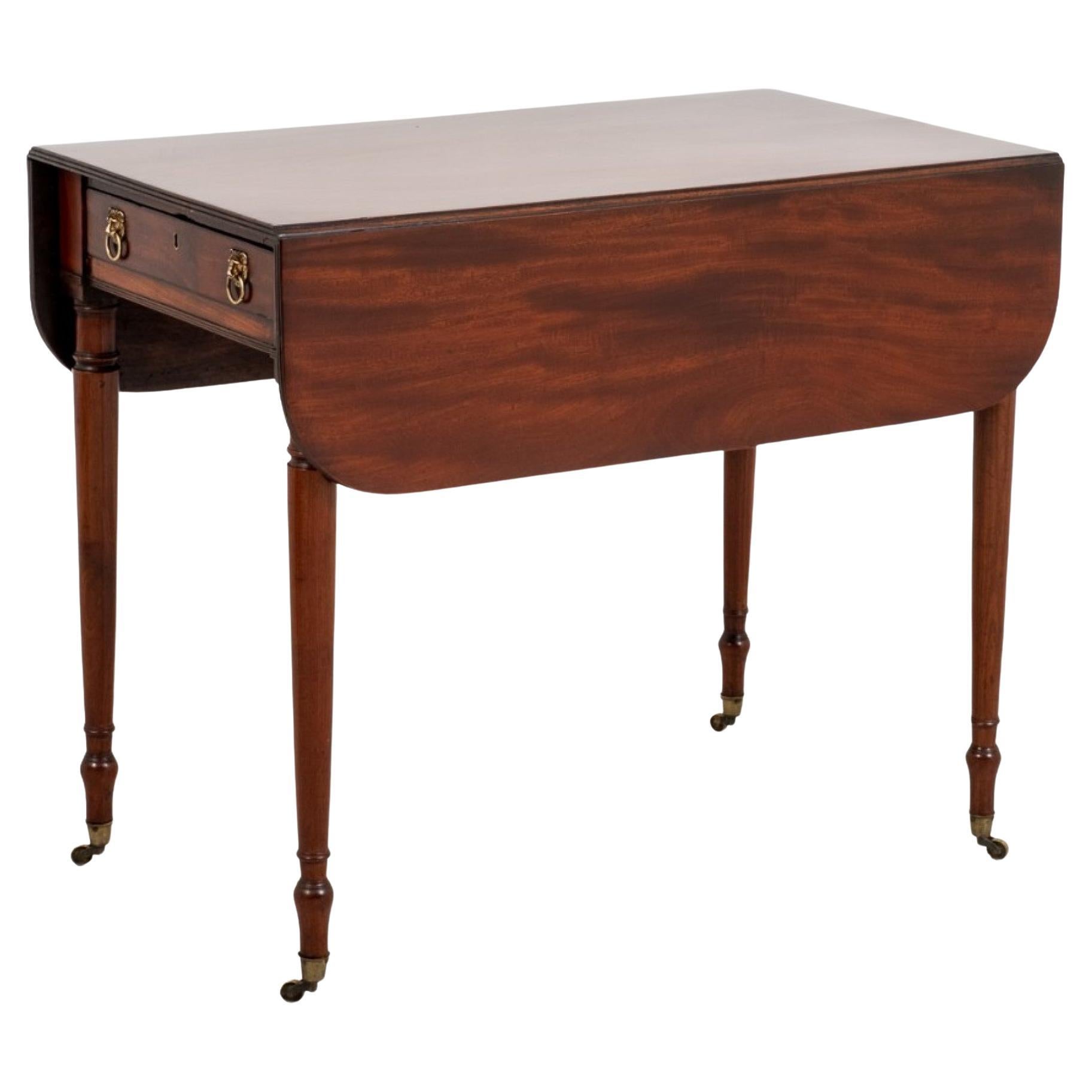 Vintage Regency Style Mahogany One Drawer Pembroke Dropleaf Side End