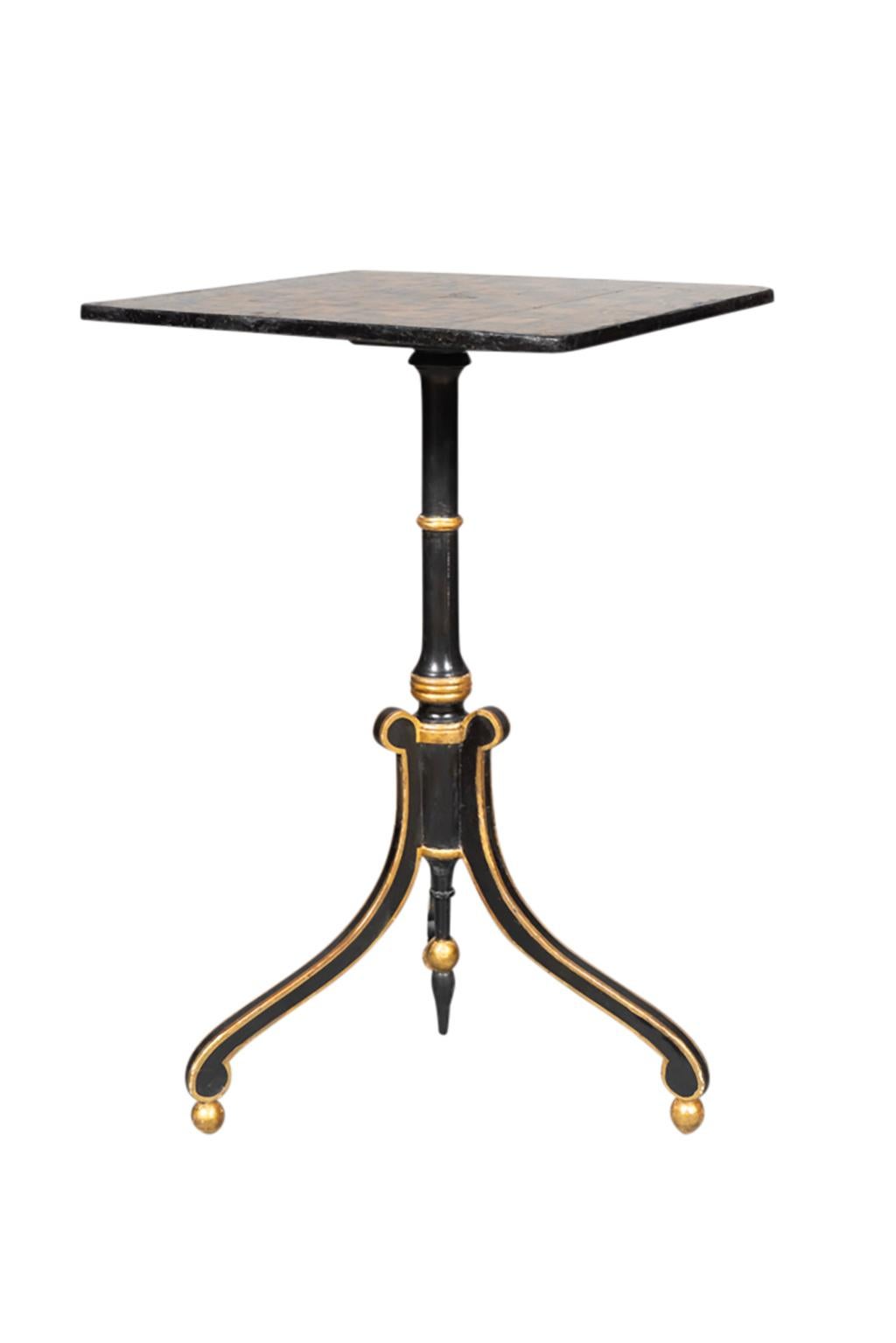 English Regency Penwork Candlestand For Sale