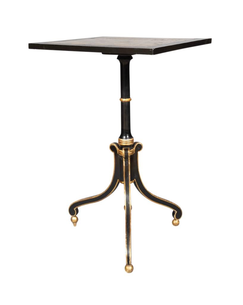 English Regency Penwork Candlestand For Sale