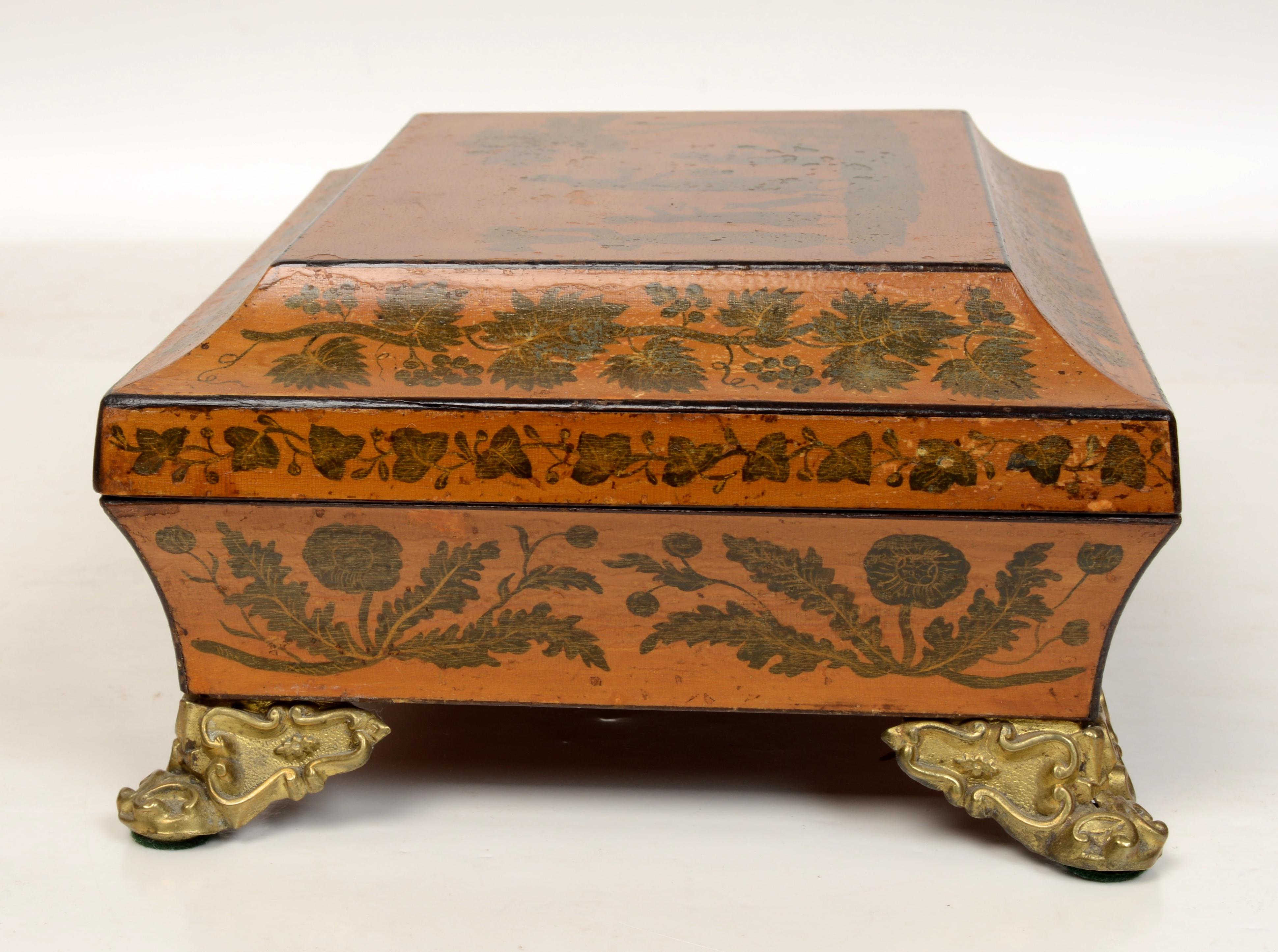 Regency Penwork Decorated Box, C1810 In Good Condition For Sale In valatie, NY