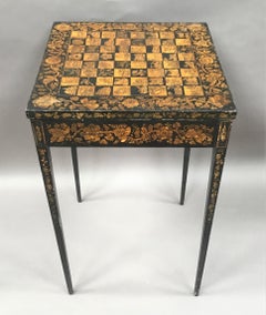 Regency Penwork Decorated Chess Table / Occasional Table