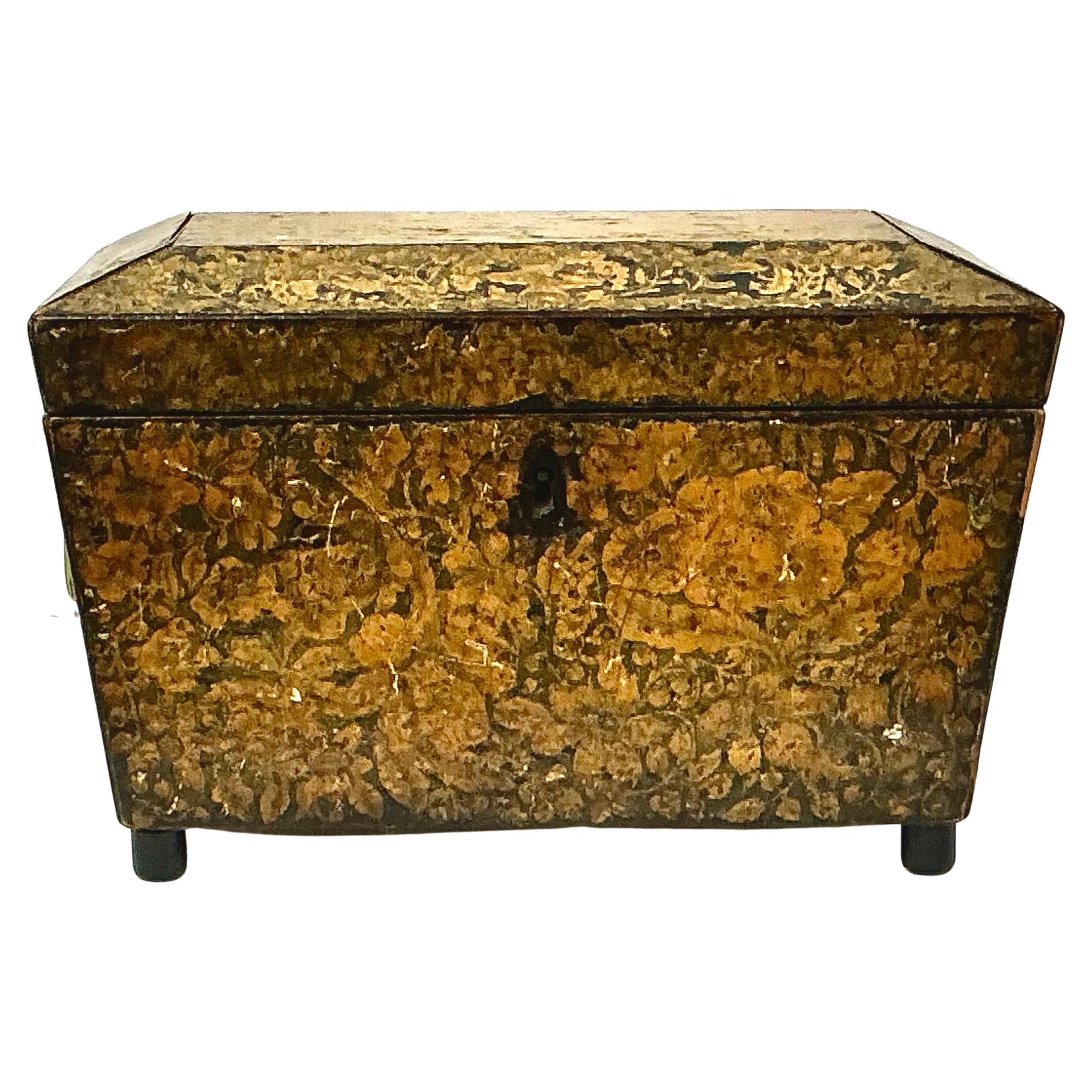Regency Penwork Tea Caddy For Sale