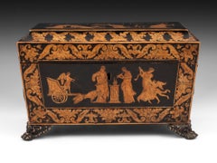 Cassettone da tè Regency con lavorazione a penna