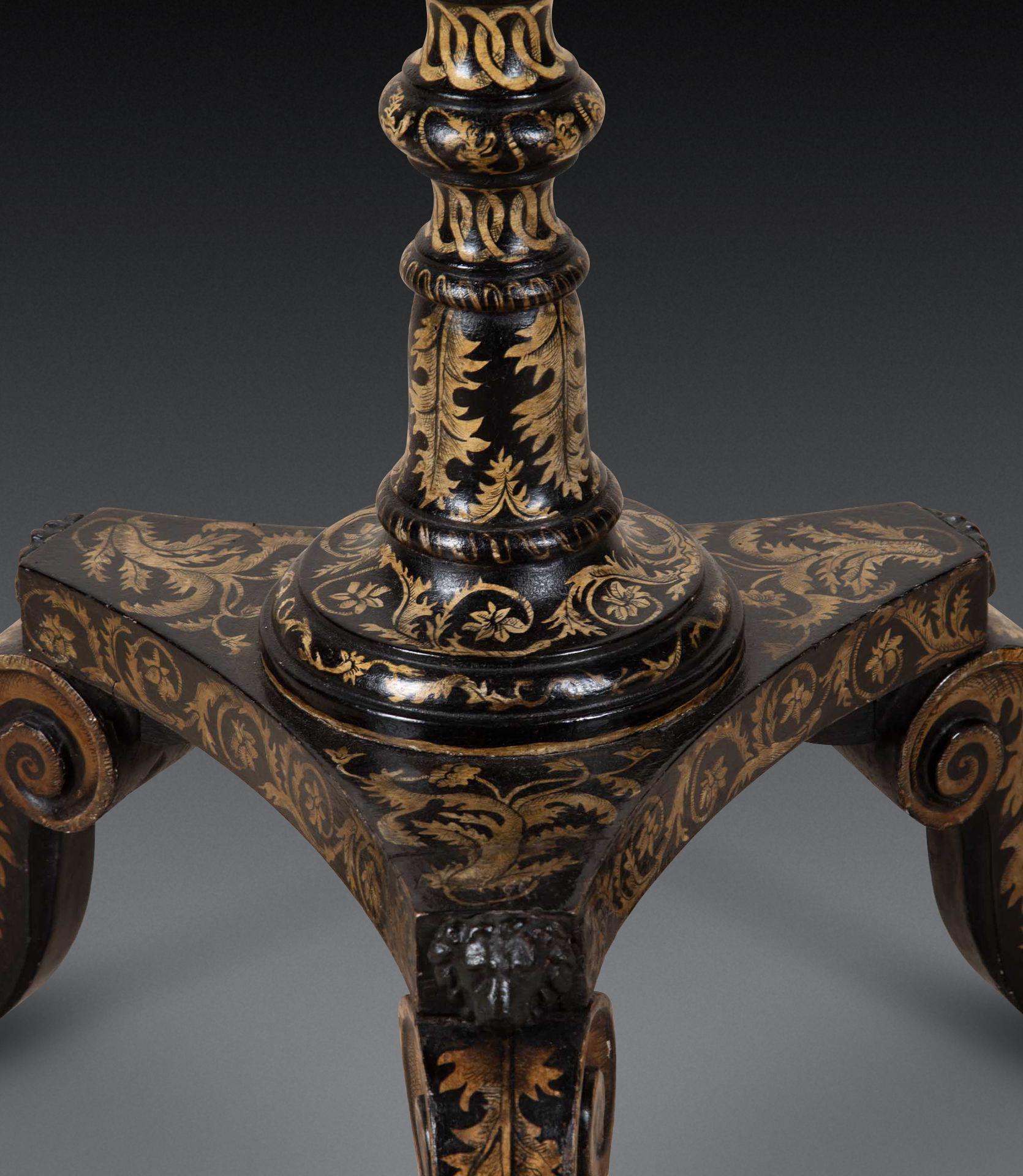 Table à jeux tripode Regency Penwork en vente 3