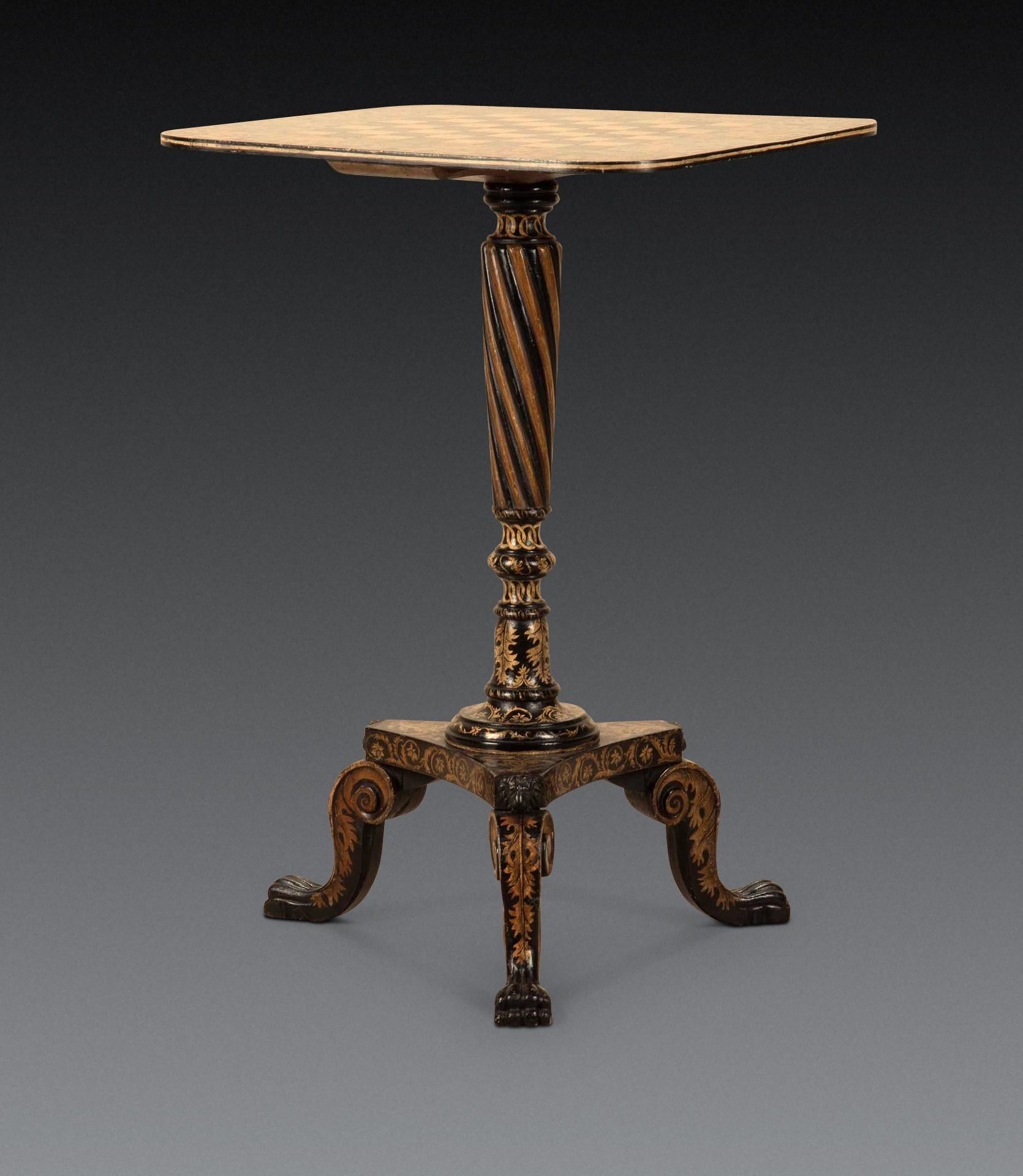 Table à jeux tripode Regency Penwork en vente 5