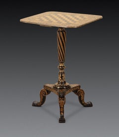 Regency Penwork Tripod Games Table