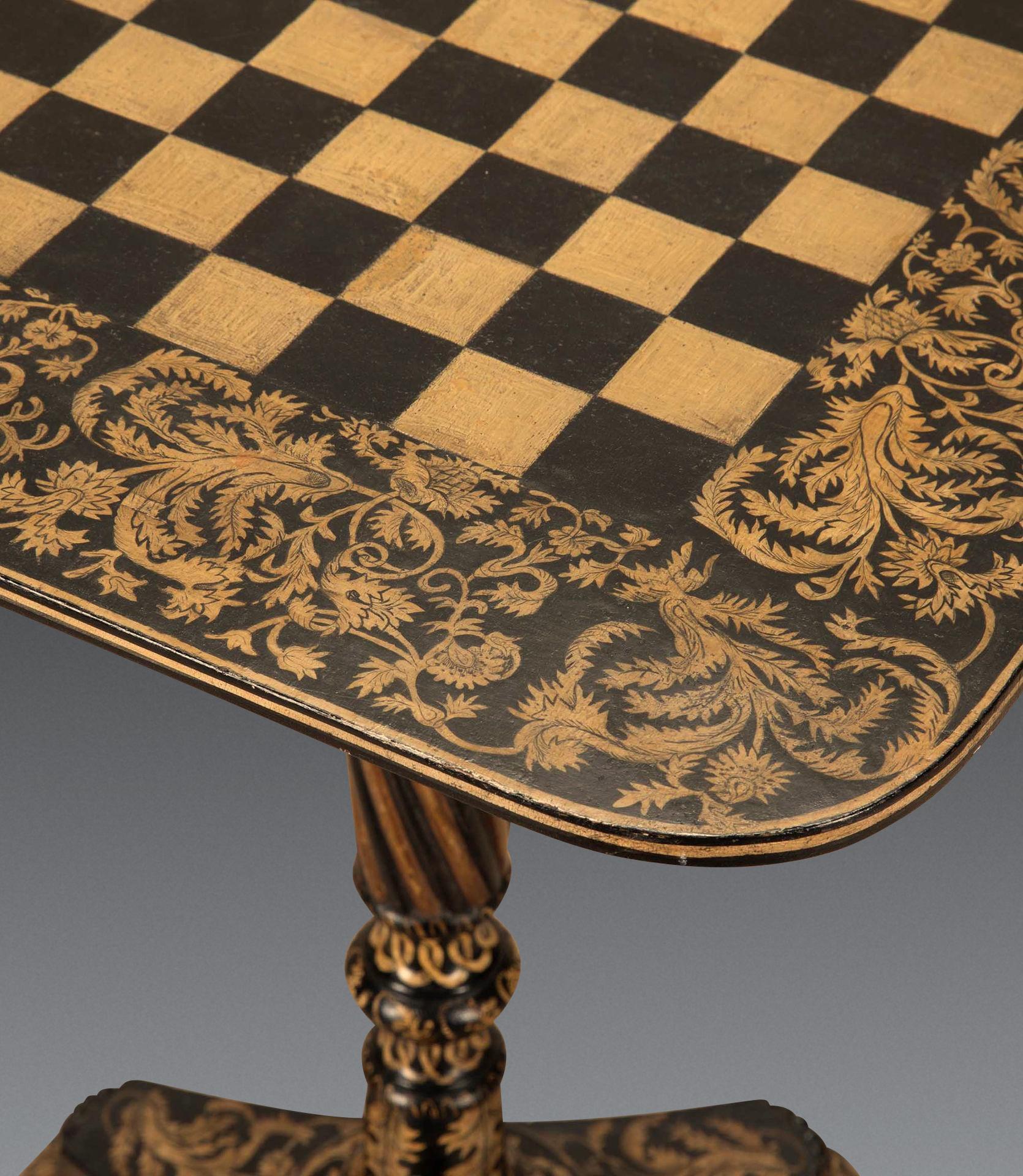 XIXe siècle Table à jeux tripode Regency Penwork en vente