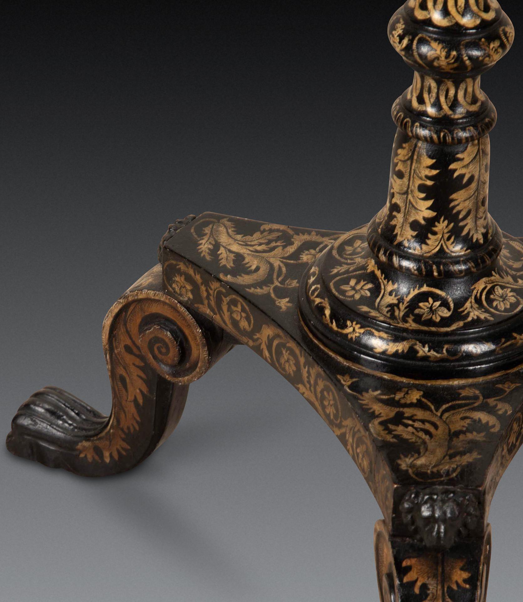 Table à jeux tripode Regency Penwork en vente 2