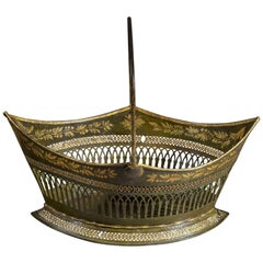 Regency Period 19th Century Green Lacquer Toleware Basket