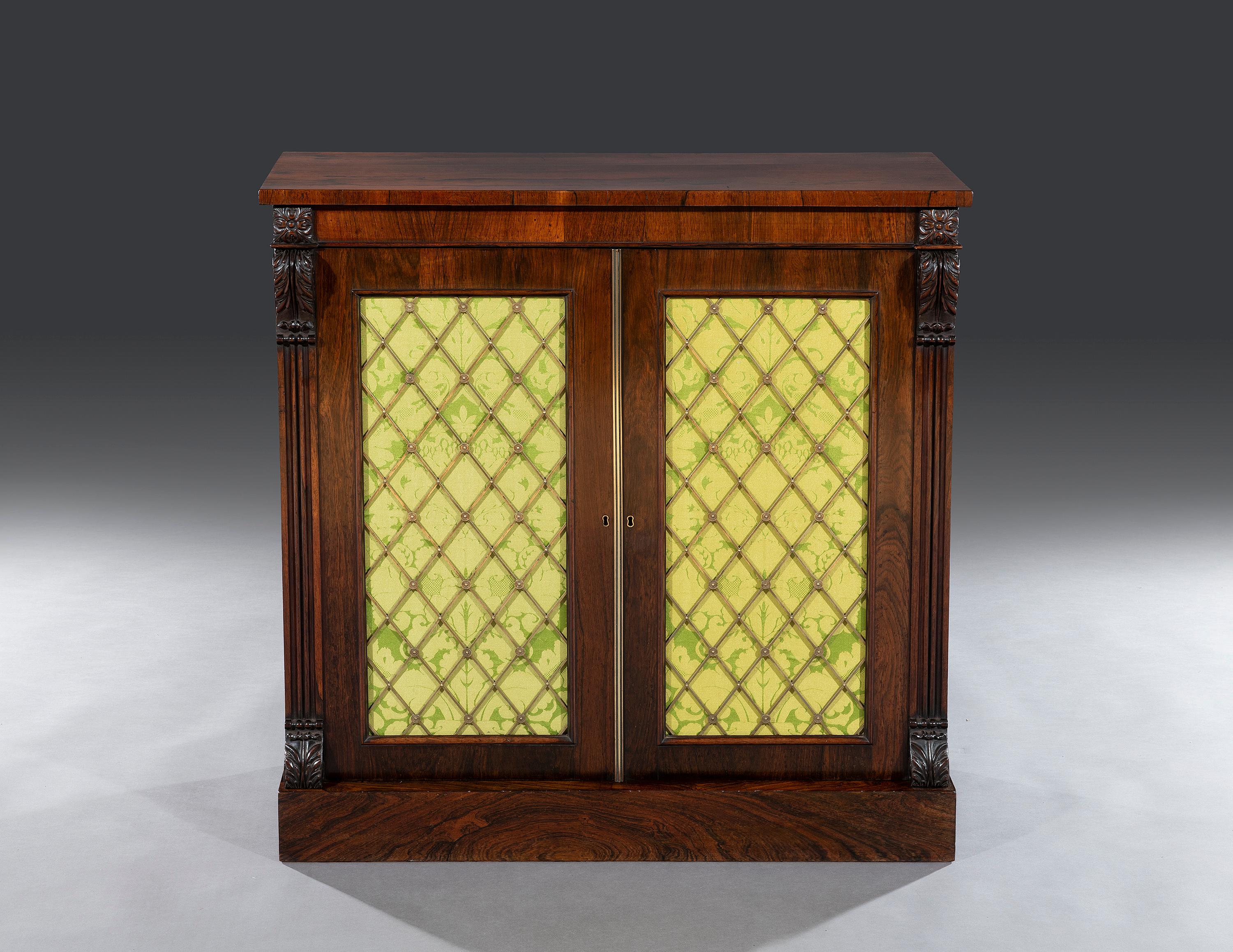 Early 19th Century Regency Period 19th Century Rosewood Two-Door Side Cabinet For Sale