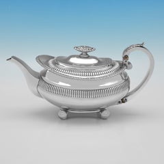 Regency period antique sterling silver 3 piece tea set made in London in 1819