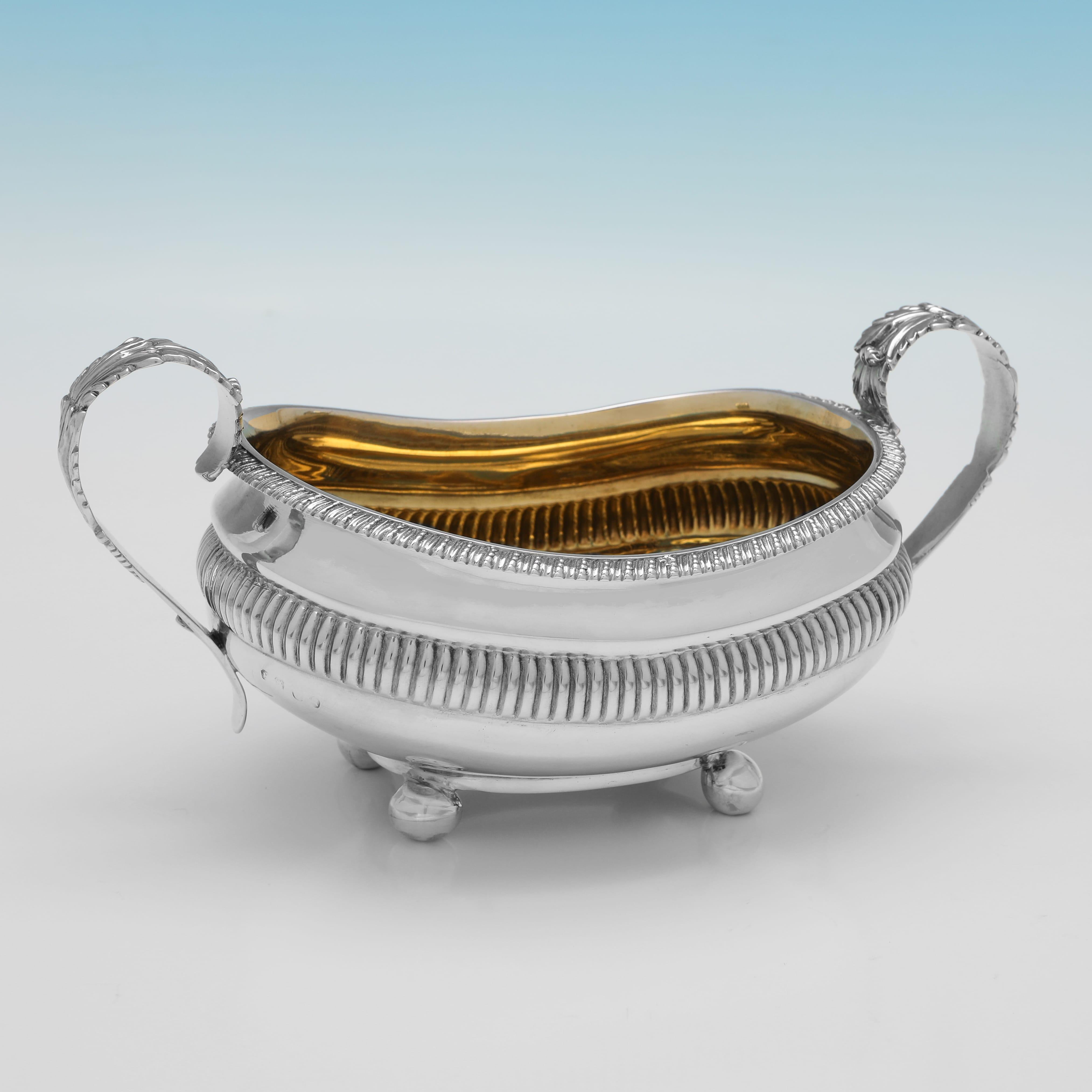 Early 19th Century Regency period antique sterling silver 3 piece tea set made in London in 1819 For Sale