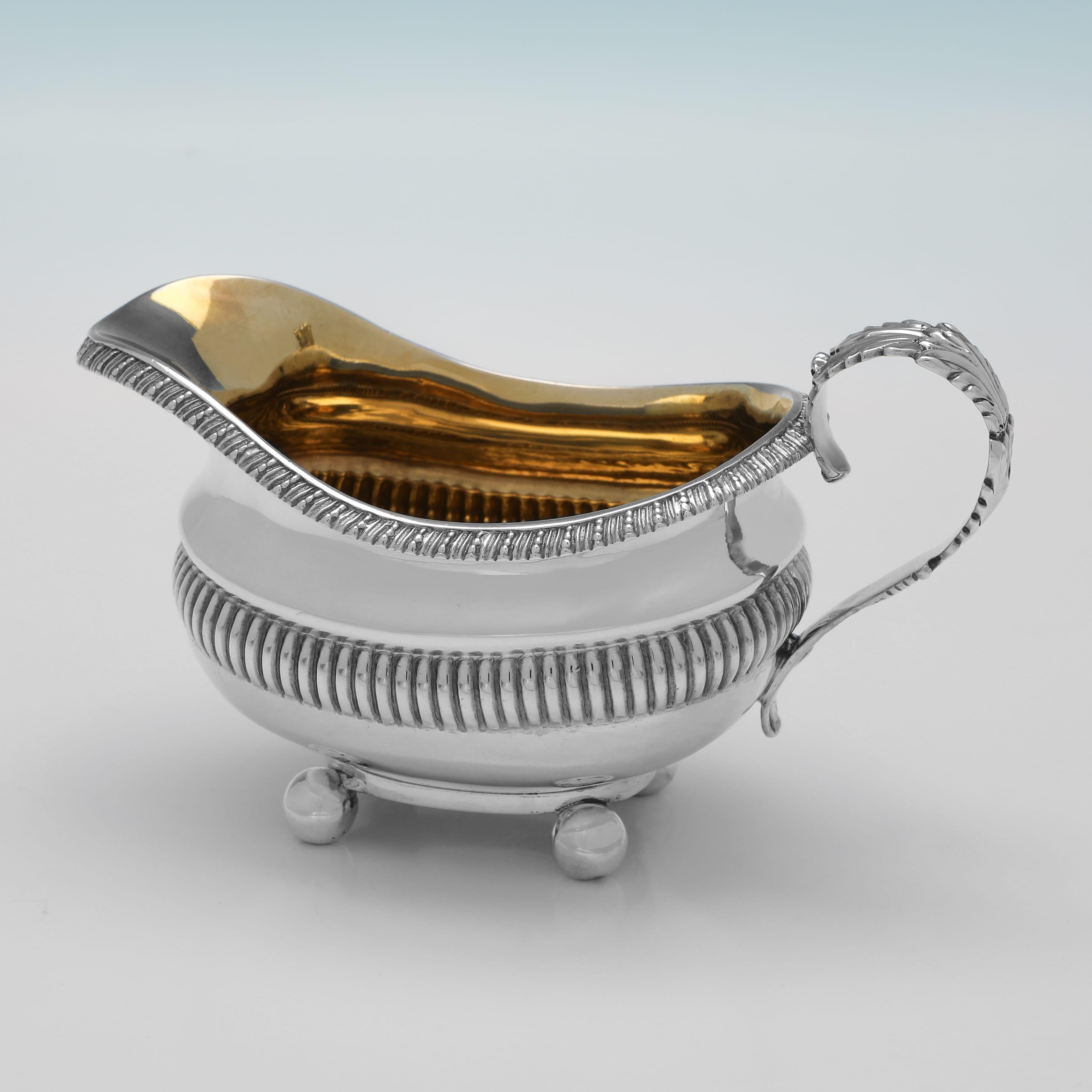 Sterling Silver Regency period antique sterling silver 3 piece tea set made in London in 1819 For Sale