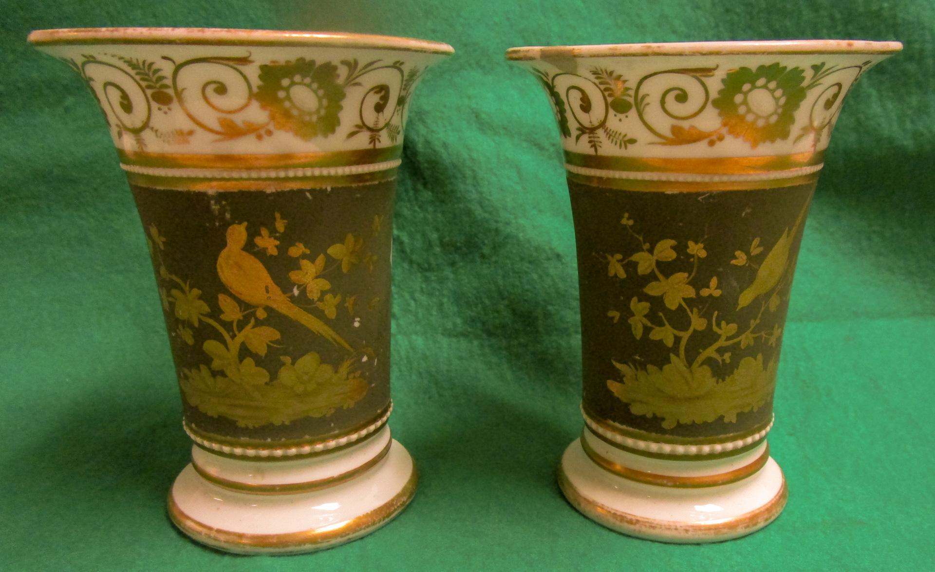 Early 19th Century Regency Period Botanical Old Paris Porcelain Vase Pair For Sale