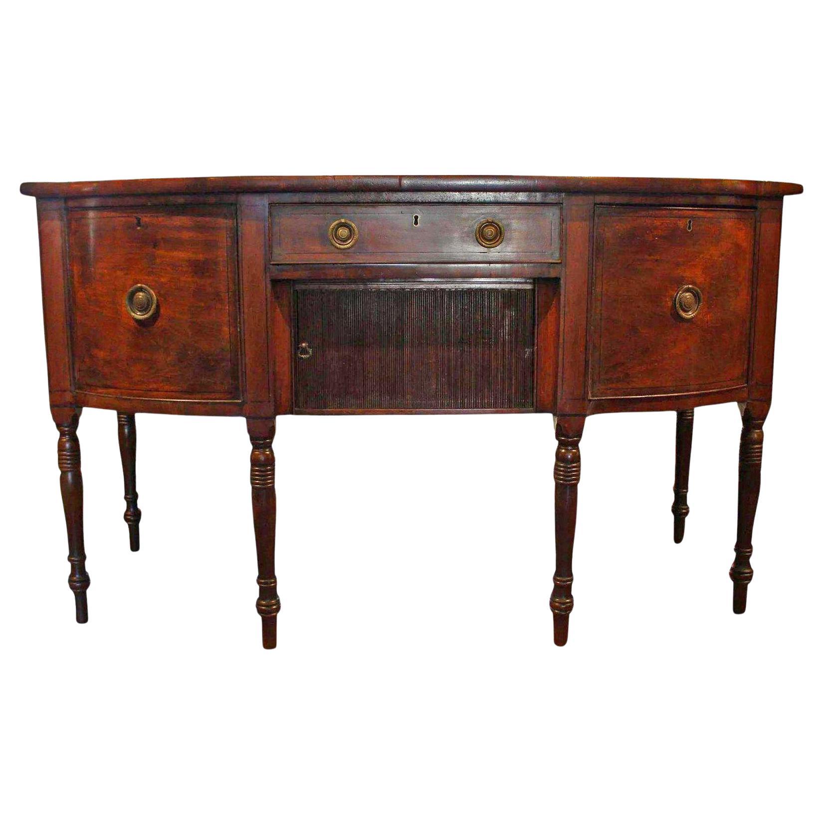 Bowfront Sideboard aus der Regency-Periode im Sheraton-Stil