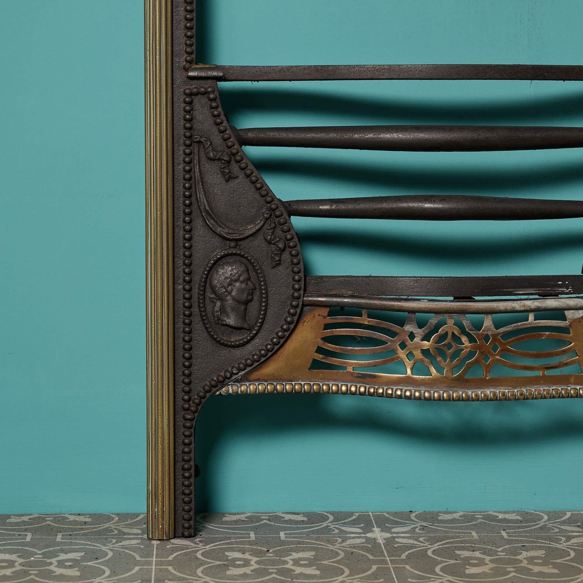 Regency Period Brass & Cast Iron Fire Insert In Fair Condition For Sale In Wormelow, Herefordshire